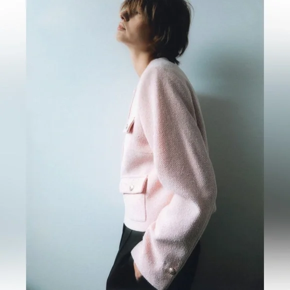 COQUETTE AESTHETIC SOLD OUT H&M LADY JACKET TEXTURED TWEED STYLE XS NWT 🌸🎀🩰✨ - Picture 4 of 9